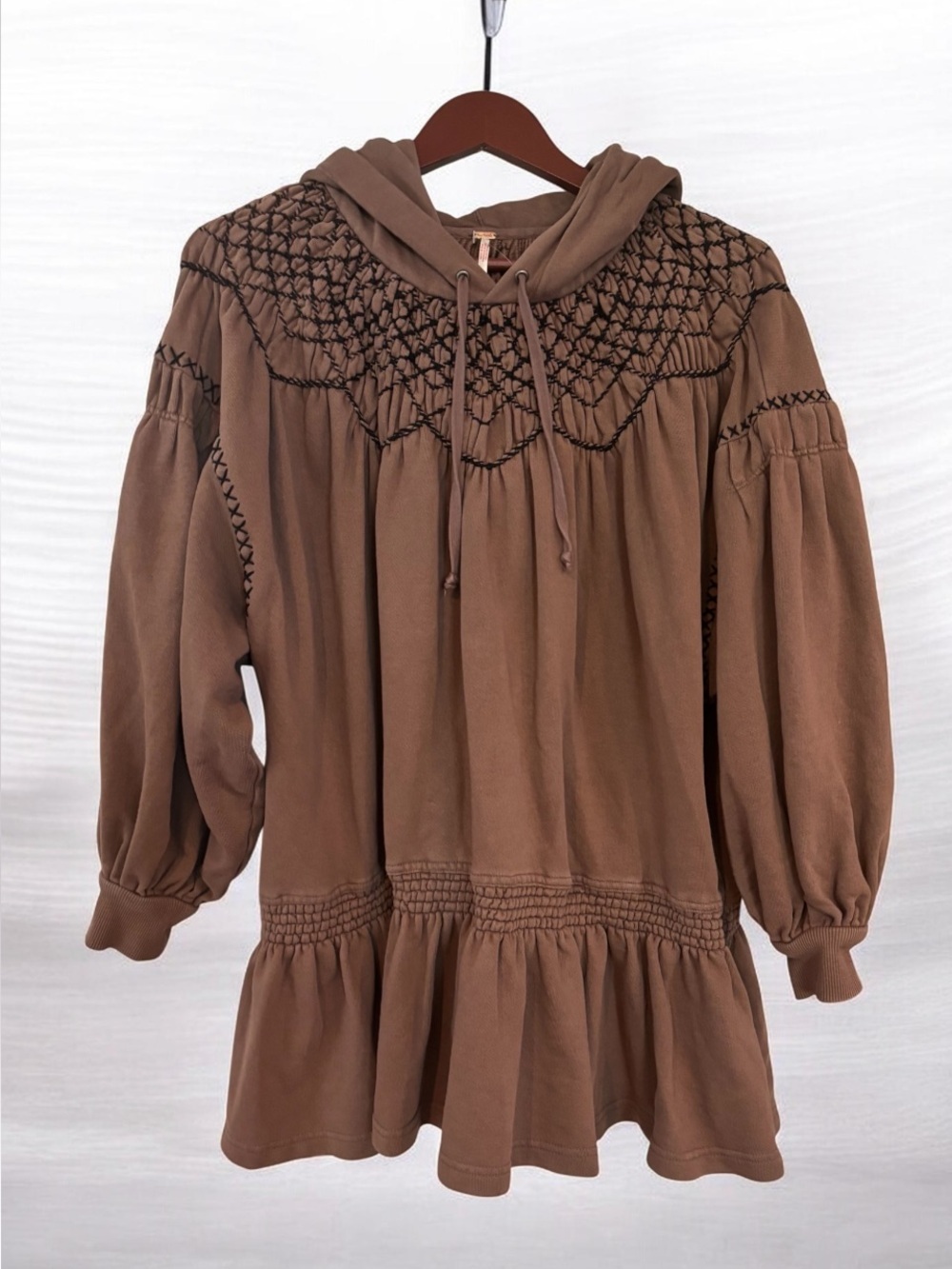 Free People Marty Smocked Hooded Dress/Tunic NWOT - Picture 9 of 13
